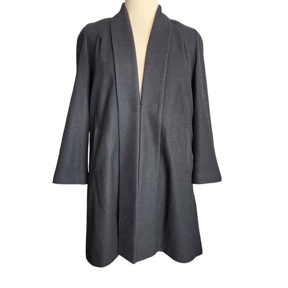 Vintage Harve Benard Wool Blend Collarless Dress Coat Women's Size 14 Black - Picture 1 of 7